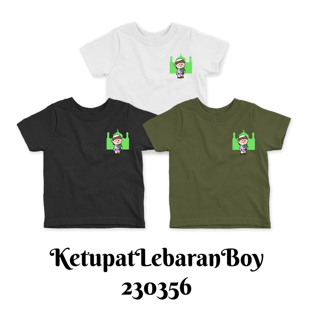 Baju Kaos Pendek Muslim Ramadhan Series Ketupat Lebaran Boy Size Bayi Anak Dewasa Bahan katun Combed 30s Premium