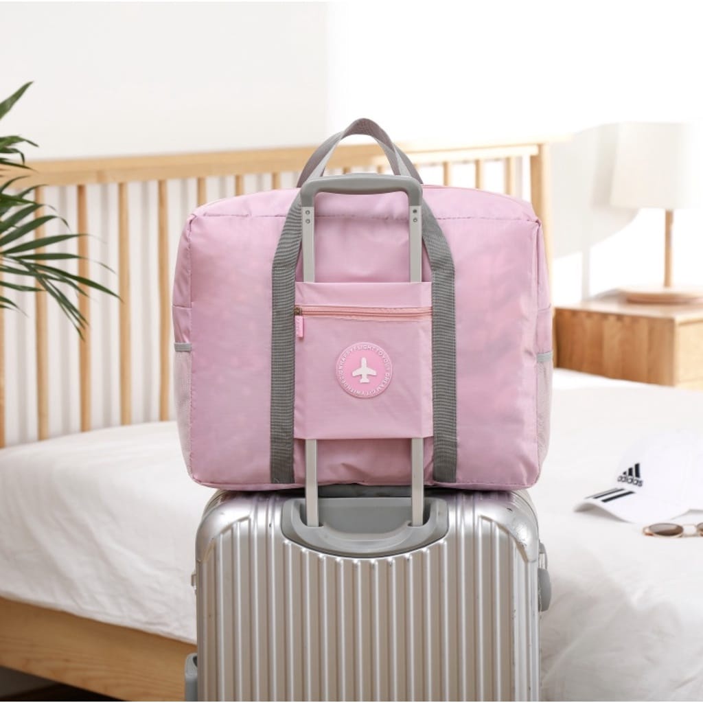 TOPGROSIR LV0261 Tas Travel Jumbo Motif Pesawat/Hand Carry Bag WaterProof Dapat Dilipat Import Warna Cantik