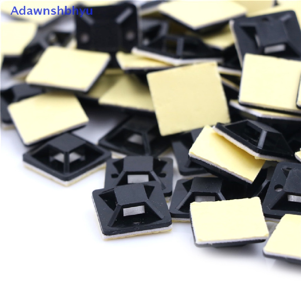 Adhyu 100pcs Self Adhesive Cable Tie Mount Base Holder 20x20x6mm ID