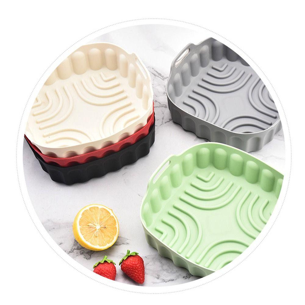 Populer Square Silicone Pot Grill Pot Tray Reusable Pizza Plate AirFryer Aksesoris Baking Basket