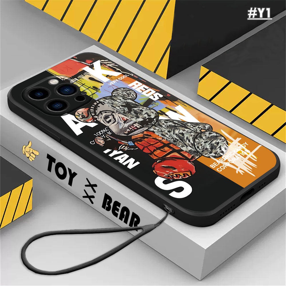 IPHONE Case Fashion Untuk Iphone14 Pro Max Iphone11 12 13 iPhone6 6S 7 8 Plus Xs Max XR SE 2020 Tide Merek Colorful Violent Bear Kaws Shockproof Karet Lembut Penutup Belakang BY