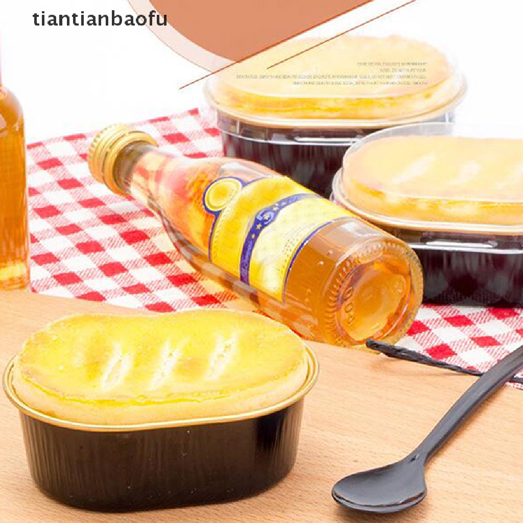 [tiantianbaofu] 10pcs Aluminium Foil Baking Cup Tahan Panas Kue Cups Cetakan Dengan Tutup Cupcake Boutique