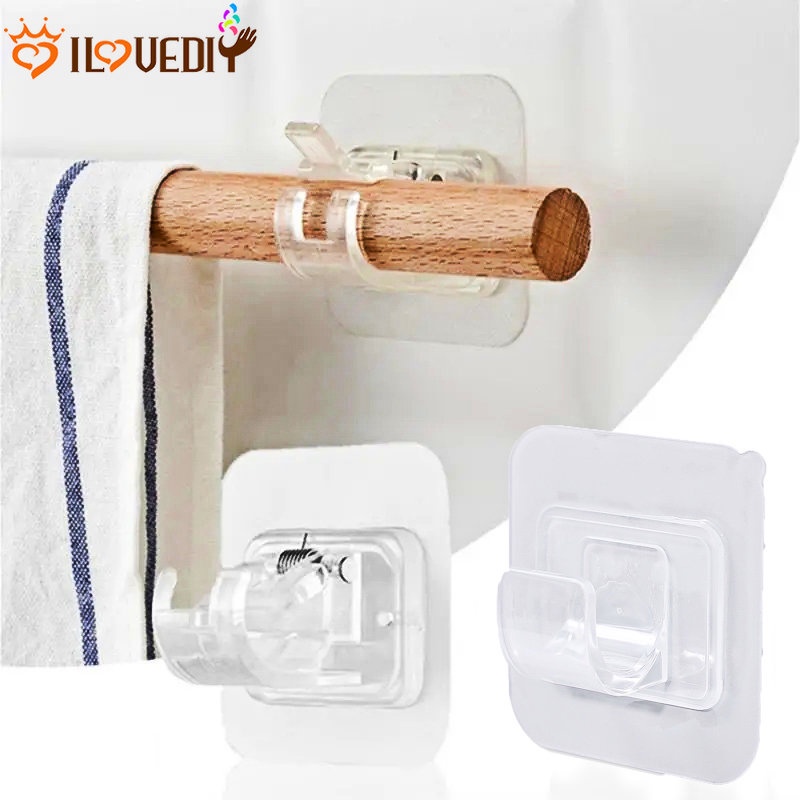 [Unggulan] Gantungan Dinding Penyimpanan Kait Kamar Mandi Dapur Gantungan Kait Tanpa Bor Gorden Hooks Holder Towel Rod Hook Self Adhesive Curtain Rod Bracket Kait Penjepit Bebas Paku