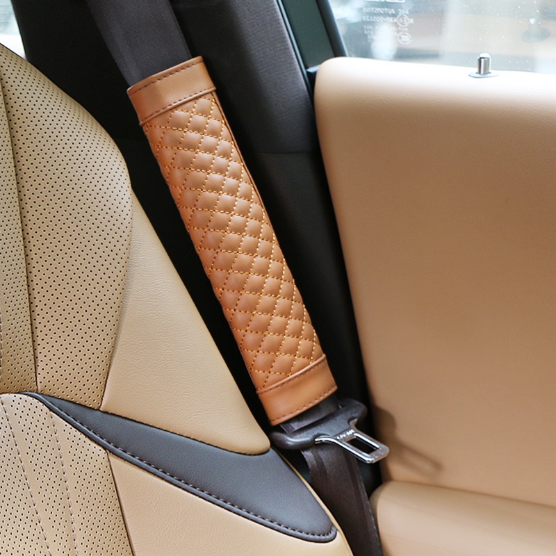 New Universal 1pasang Car Safety Seat Belt Kulit Jok Mobil Tali Bahu Pad Cushion Cover Pelindung Sabuk Mobil Untuk Dewasa Anak Untuk Perodua Honda Dll