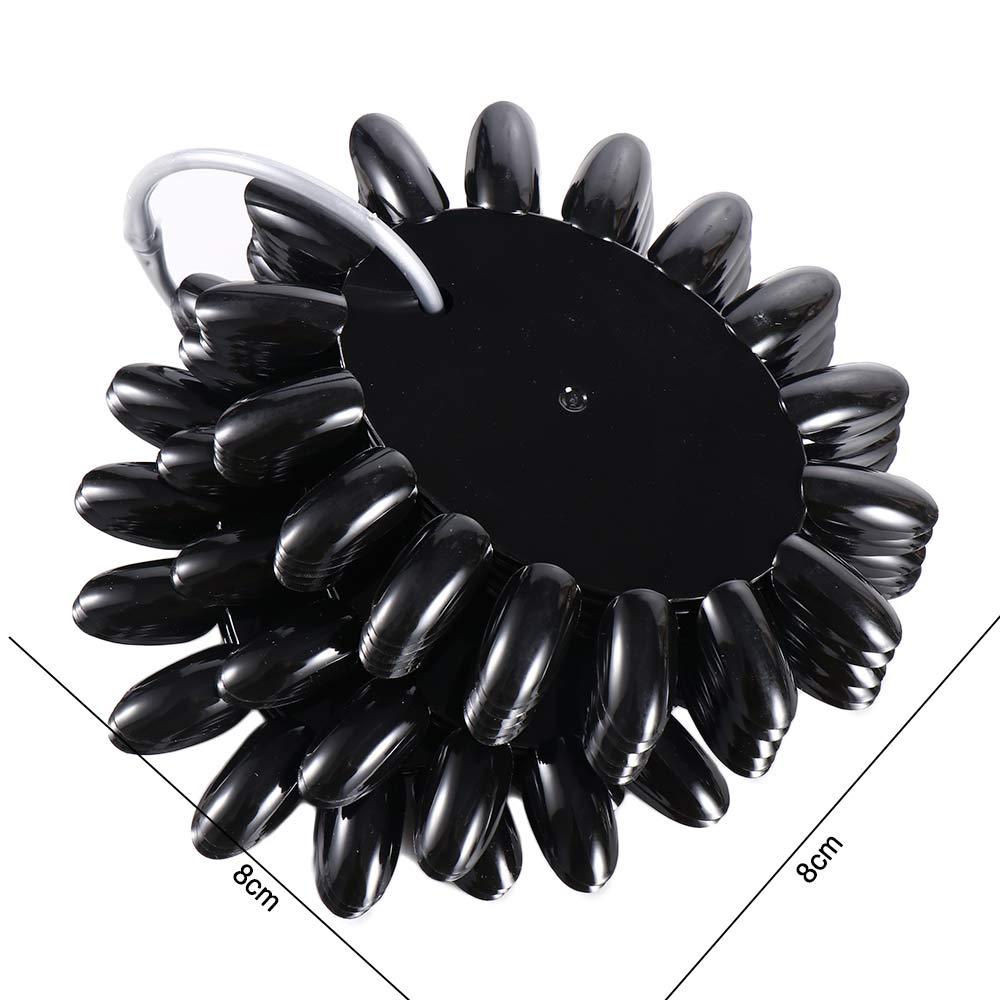 Mxbeauty Fake Nail Art Tips Display Roda Portable Transparan Manicure Alat Latihan Palet Bulat Dengan Cincin Nail Art Polish Color Card