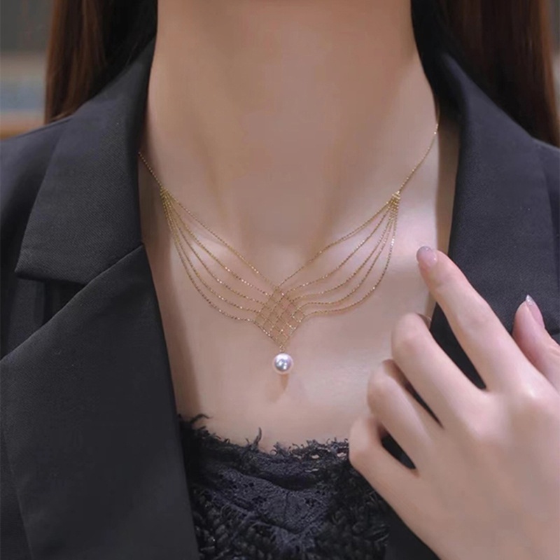 Siy Multi-Layer Rantai Chokers Mutiara Liontin Kalung Wanita Kalung Perhiasan Pesta