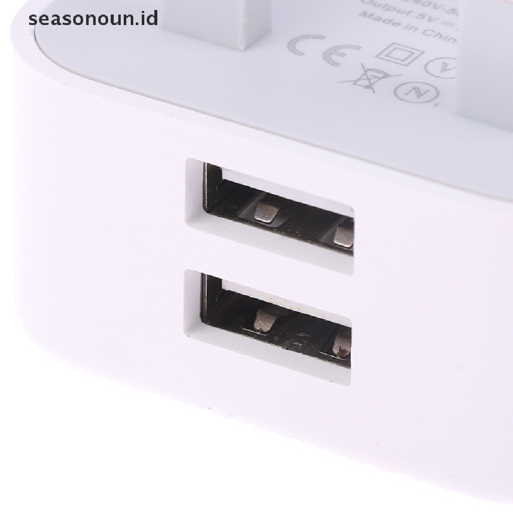 Seasonoun 2.4A Fast Dual Twin 2usb Port Charger Adaptor Colokan Listrik Dinding Colokan 3pin.