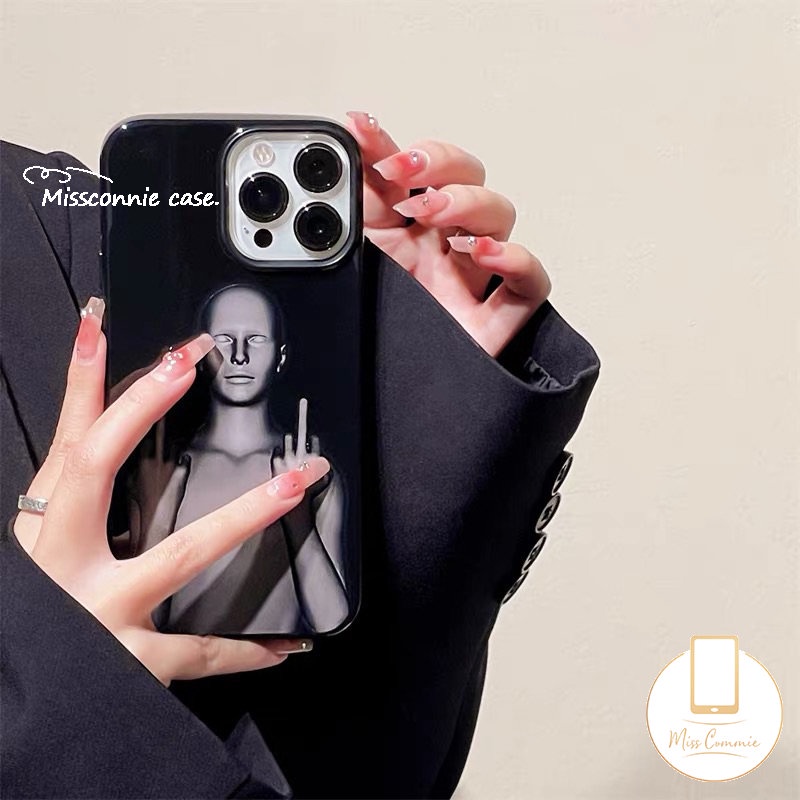 Case Keren Papan Catur Kompatibel Untuk IPhone 7plus XR 11 14 13 12 Pro Max7 8 Plus X XS Max SE 2020 Kreatif Lucu Cyberpunk Hitam Glossy Shockproof Halus Soft Cover