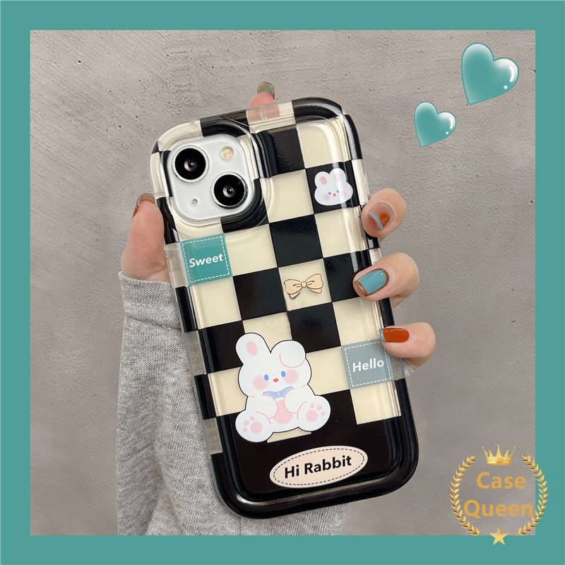 Checkerboard Shockproof Anti Jatuh Airbag Case Realme C25s C20A C11 2021 C20 C15 C11 C12 C21Y C25Y C33 C35 C25 5i 5s C11 2020 C3 C1 C2 6i 5kartun Lucu Beruang Kelinci Couple Soft Cover