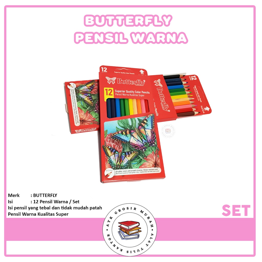

BUTTERFLY - Pensil Warna Panjang 12 Warna 0.3mm - Set