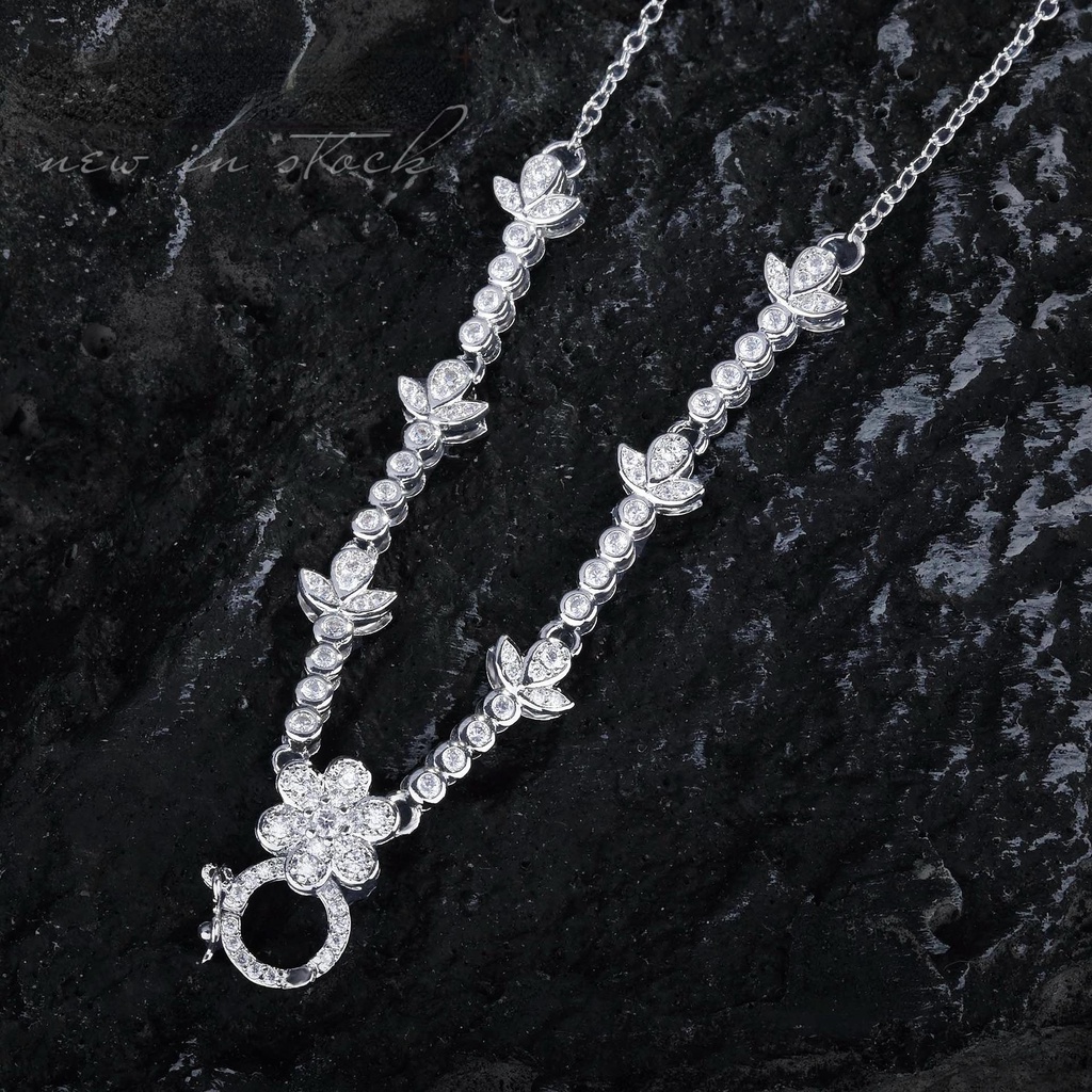 Goldkingdom Aksesoris Perhiasan Fashion Ready Stock Gaoding Full Berlian Kalung Rantai Universal Impor Berlian Karbon Tinggi Maju Merasakan Universal Kalung Sweater Rantai Perempuan