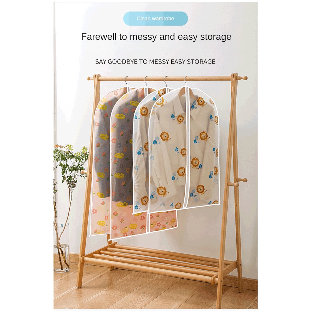 ღ Pakaian Tahan Air Debu Cover Menebal Mantel Menggantung Tas Debu Kelembaban Bukti Perlindungan Kantong Rumah Penyimpanan Tas Kantong Pakaian Organizer