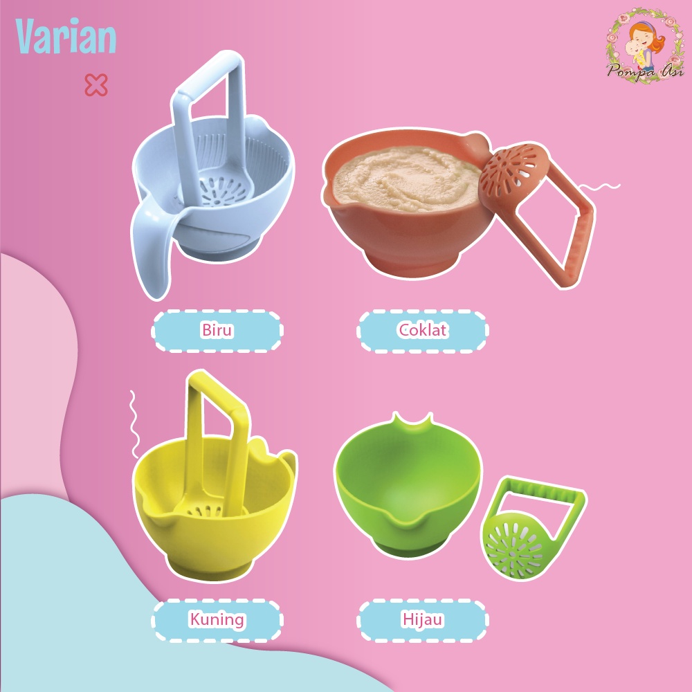 Baby Safe Food Masher MPASI Feeding Set Perlengkapan Peralatan Makanan Bayi By Mallpompaasi