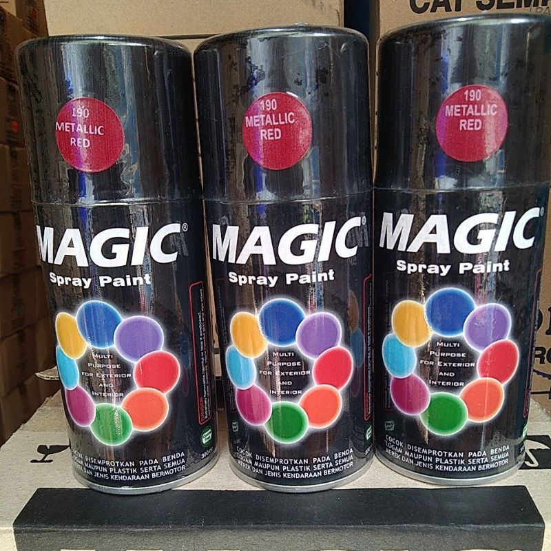 cat semprot pilok pilox magic spray paint magic metallic red 190 300cc merah gliter merah metalik 300cc