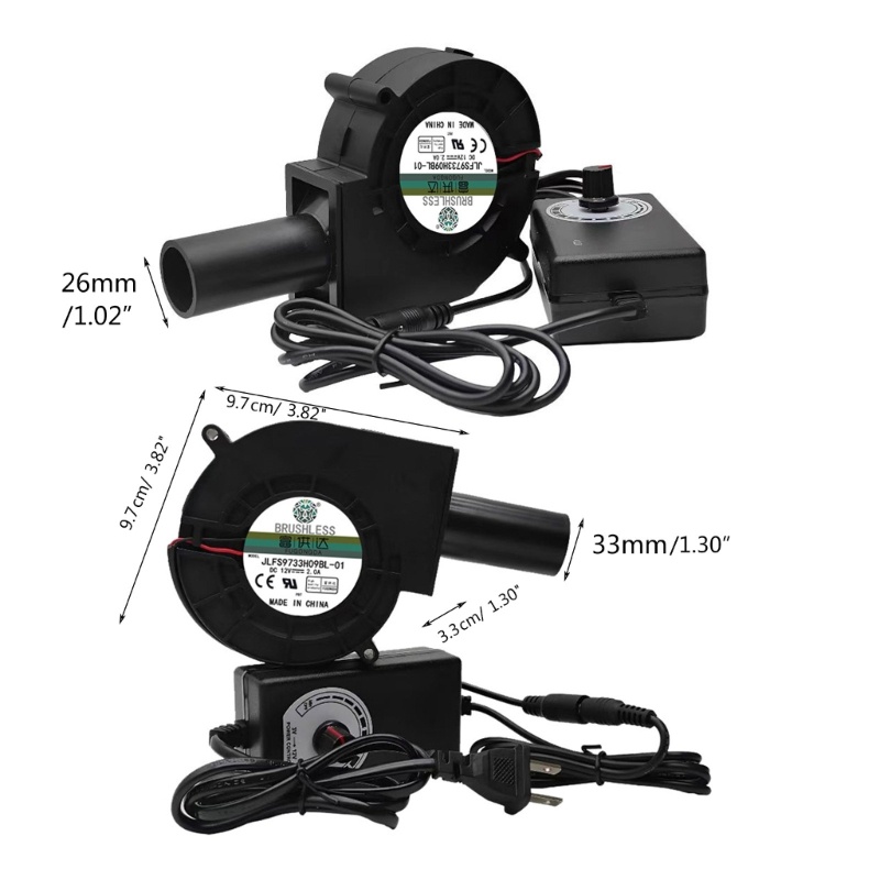 Vivi Kipas Dc12V9733 Blower Volume Udara Besar Dengan Kipas Saluran Udara Untuk Kompor Barbekyu Kipas Masak Rumah Tangga 9.7x9.7cm