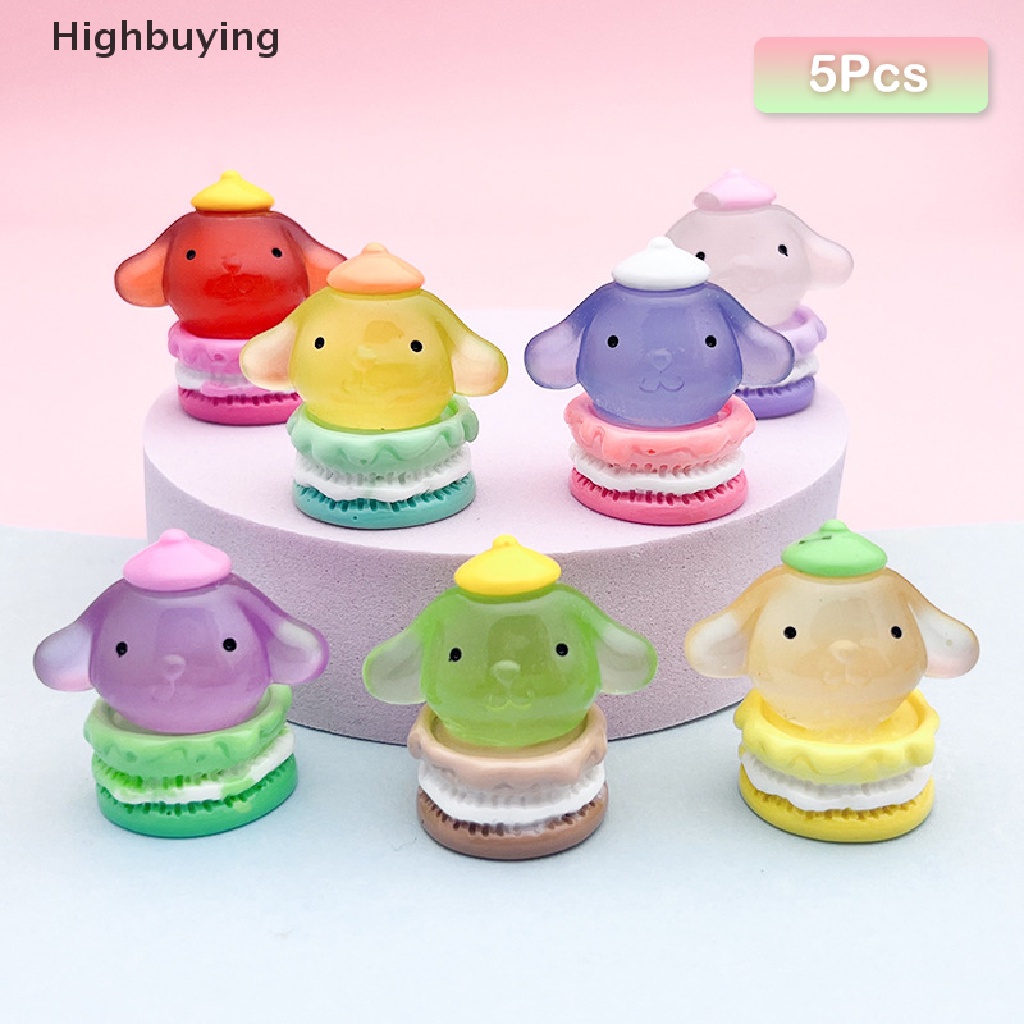 Hbid 5Pcs 3D Luminous Macaron Cinnamon Dog DIY Aksesoris Shell Ponsel Simulasi Resin Ornamen Glory