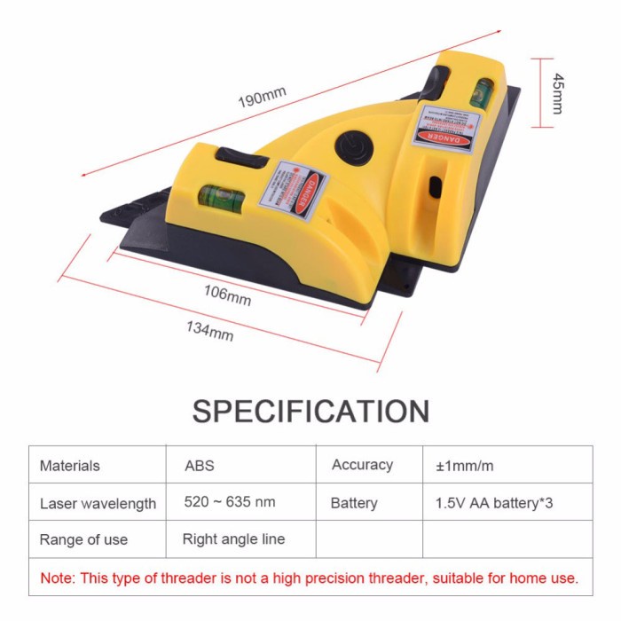 Alat Ukur Laser Level Measurement Tool Right Angle 90 Degree Square Waterpass