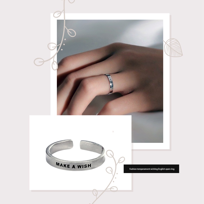 Sederhana Membuat Harapan Cincin Huruf Matte Untuk Wanita Pria Retro Kreatif Pembukaan Warna Perak Jari Rings Pesta Perhiasan Hadiah