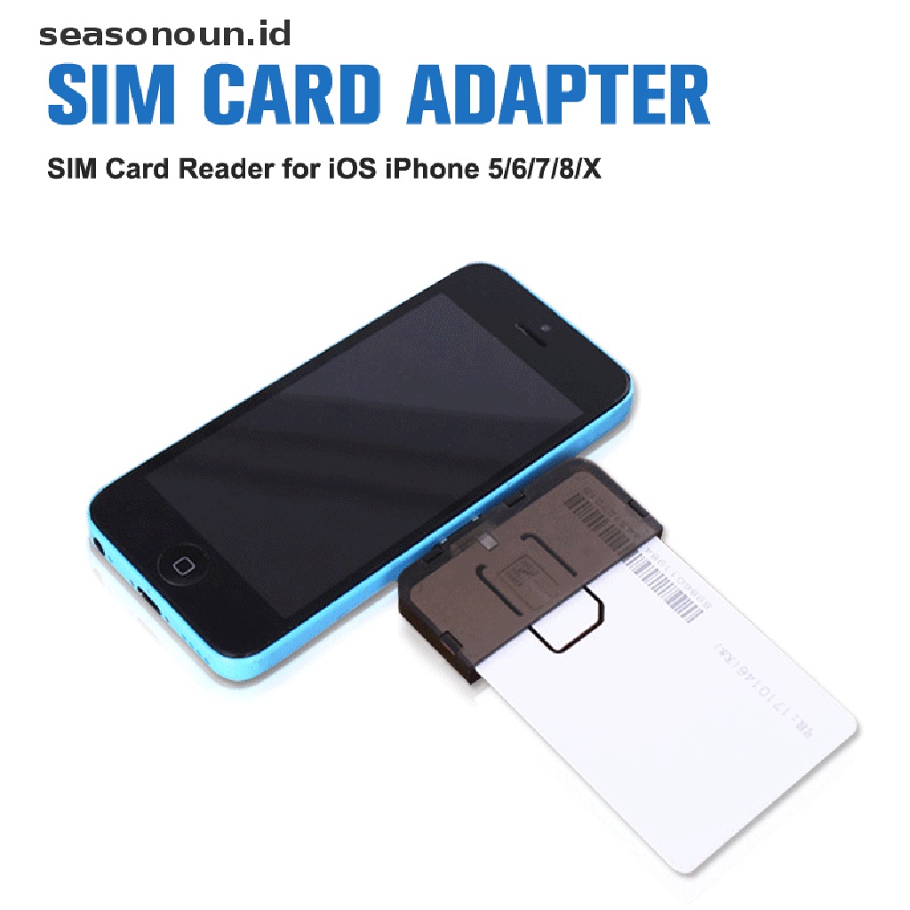 Seasonoun SIM Card Adapter SIM Card Reader Mini SIM Nano Untuk Ponsel Ios5 /6,7,8/X (Plug &amp; Play).