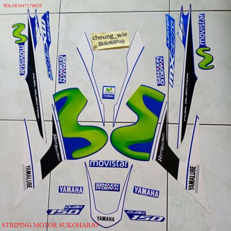 (ORI) lis body stiker Striping Yamaha jupiter MX King 150 Livery Movistar 2015 KUALITAS ORIGINAL MUR