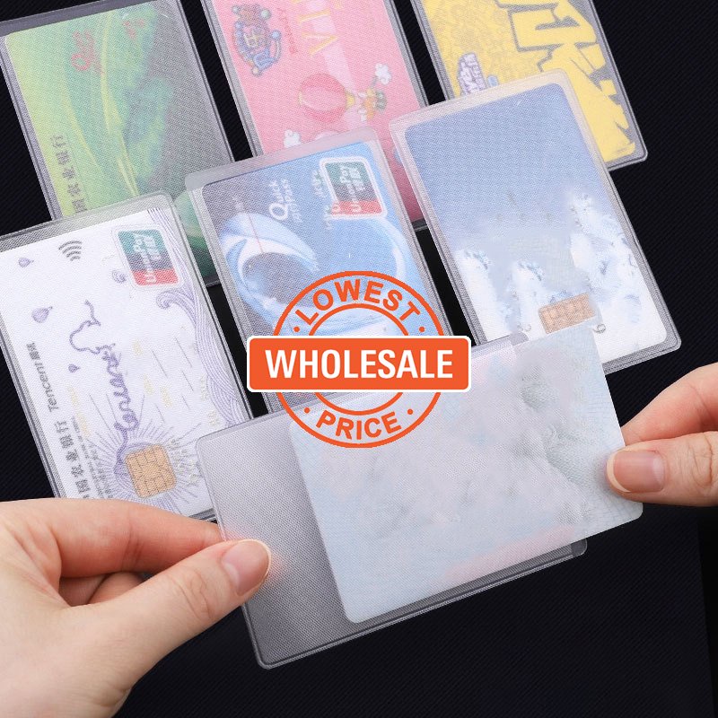 [Harga Grosir] Bening Frosted Card Holder Waterproof ID Card Organizer Pelindung Kartu Pelajar PVC Soft Cover Alat Tulis