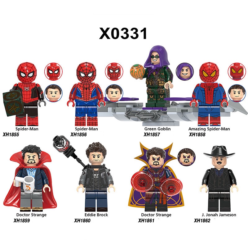 Marvel Minifigures Spiderman Green Goblin Pesawat Amazing Spider-Man Venom Eddie Brock Doctor Strange Mini Figure