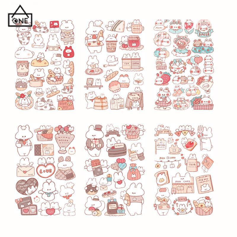 COD❤️6pc Stiker Cute Cartun Lucu Food Pet Diy Diary Jurnal Palnner Deco Hias-A.one