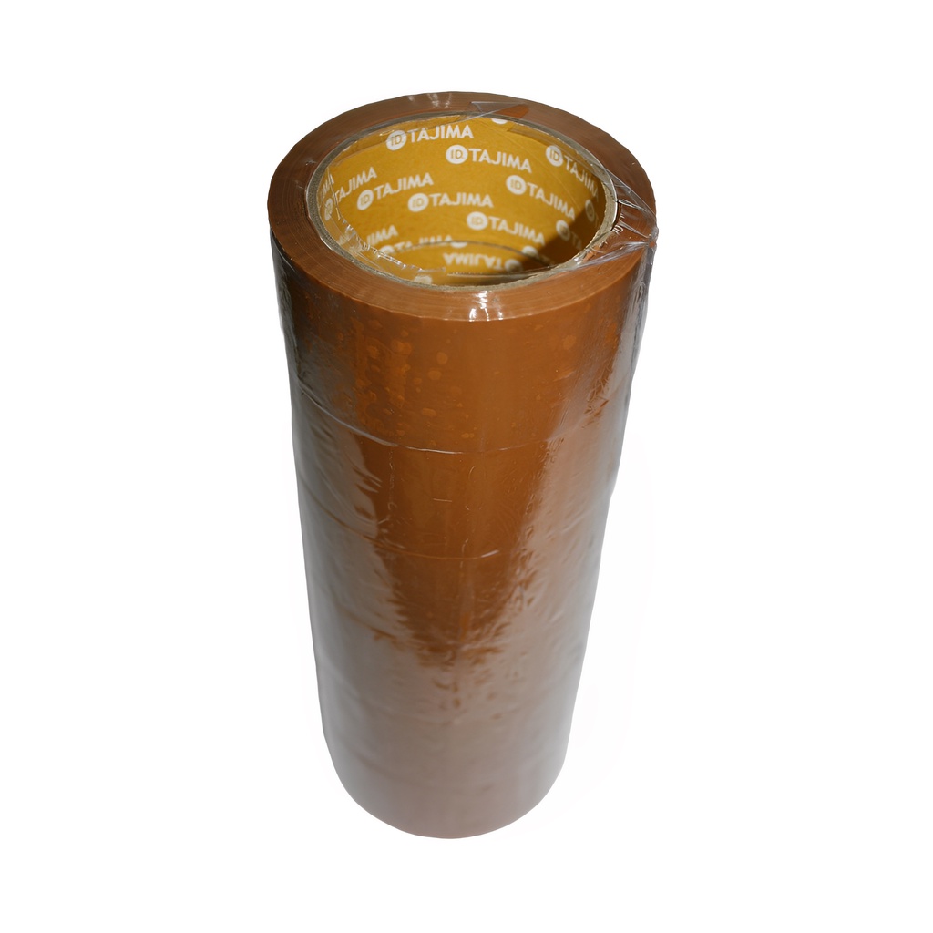 Lakban Coklat/Bening 1 slop(6 roll)2 inch 45mm x 90Yards Ekonomis Tajima Yellow Core -HRCB