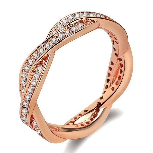 Goldkingdom Fashion Perhiasan Aksesoris Ready Stock Wish Baru Lingkaran Penuh Putaran Zirkon Cincin Untuk Wanita Eropa Dan Amerika Berlapis 18 K Rose Gold Engagement Ring