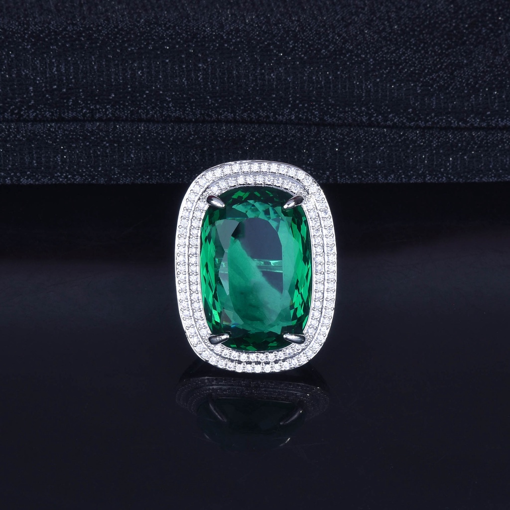 Goldkingdom Fashion Perhiasan Aksesoris Ready Stock Eropa Dan Amerika Baru 20x30mm Berlebihan Lemak Persegi Padparadscha Royal Biru Sarang Burung Potongan Warna Terbuka Harta Cincin