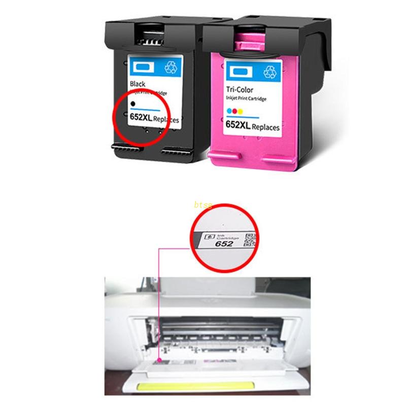 Cartridge Tinta btsg Remanufactured 652XL Warna Hitam, Tri-Color Pengganti HP 652XL Paket Untuk HP Deskjet 1118 2135 21