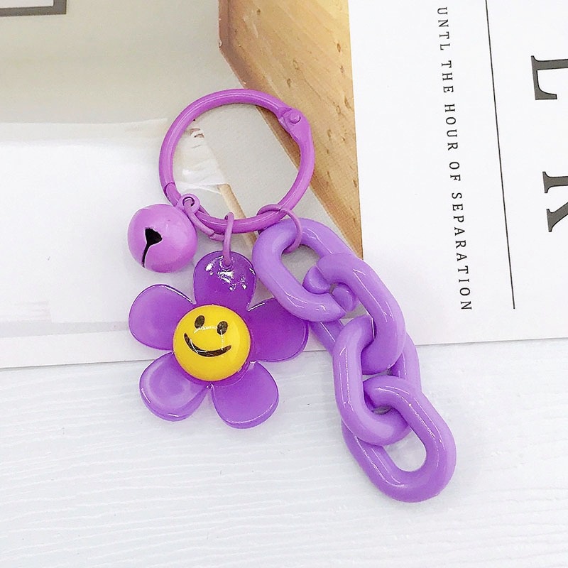 Cod 3D Smile Face Sun Flower Pendant Keychain Universal DIY Aksesoris Untuk iPhone Android OPPO VIVO Huawei Xiaomi Redmi Samsung Semua Telepon Bluetooth Headphone Cases