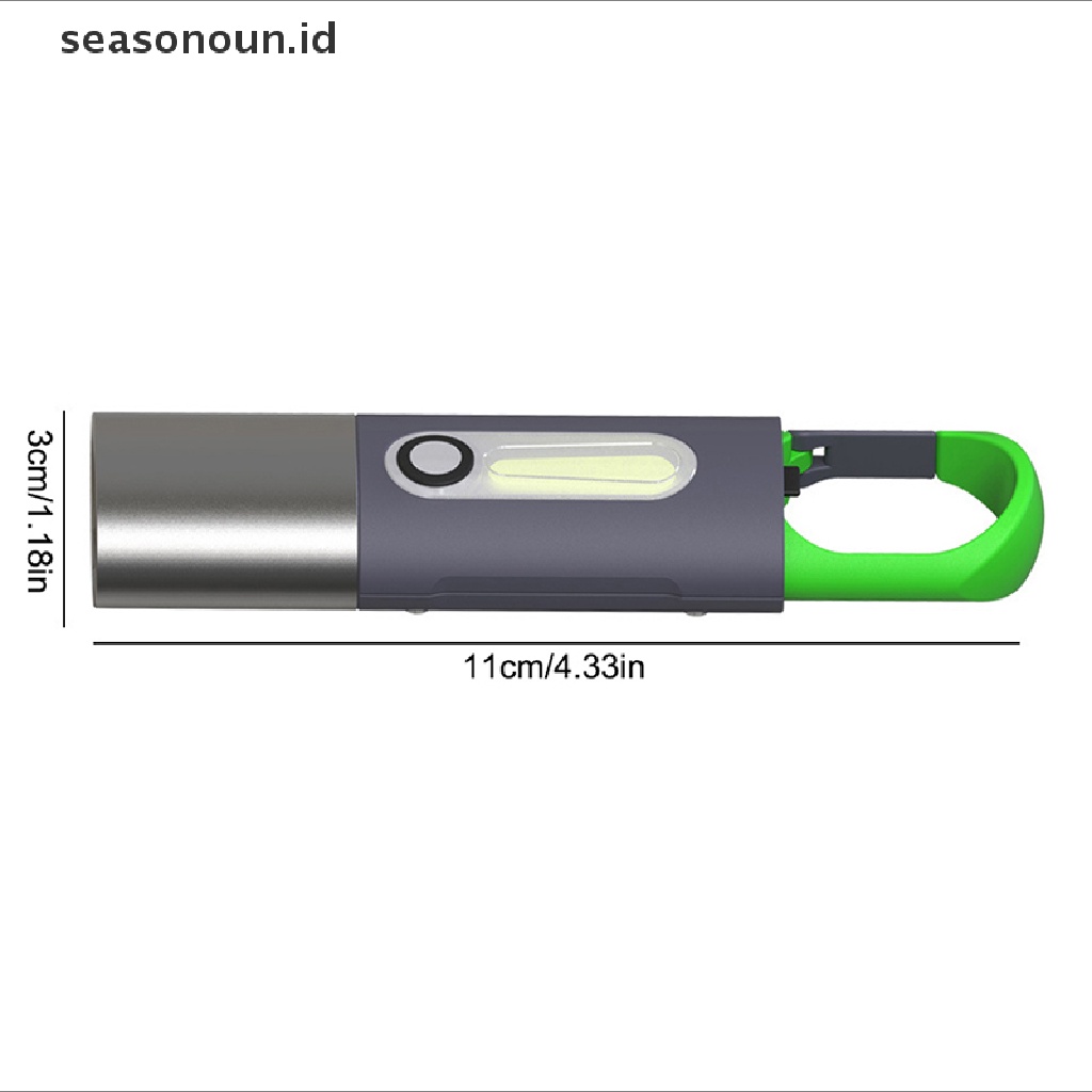 Seasonoun Senter Lampu Kuat Mini Portabel USB Rechargeable KeyChain Work Light.