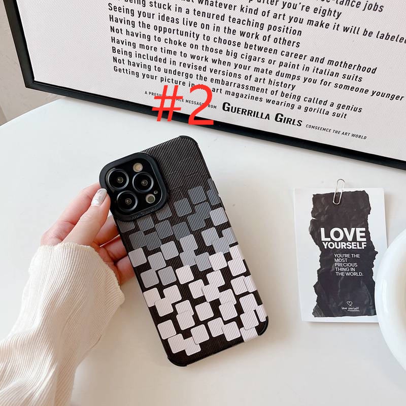 Fashion Black And White Diamond Soft Case HP iP iPhone 11 12 13 14 Pro Max 7 8 + Plus SE 2020 X XR SE 2020 XS Max Brown FTD Stripe Casing Apple