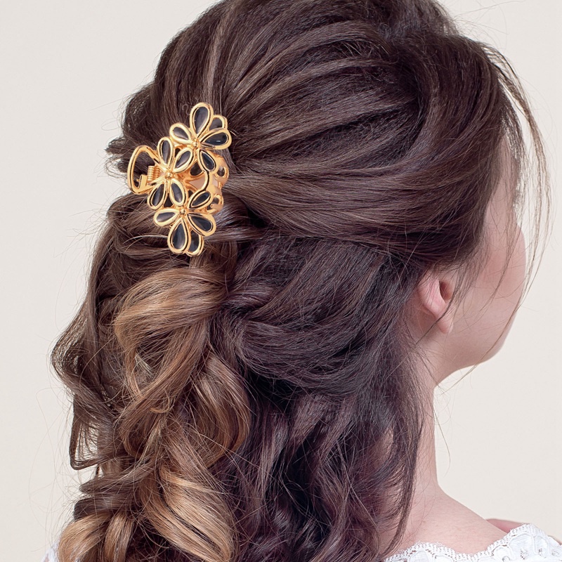 1pc Wanita Bunga Hair Claw Cantik Kecil Klip Rambut Logam Jepit Rambut Gadis Hiasan Kepala Ornamen Alat Styling Aksesoris Rambut