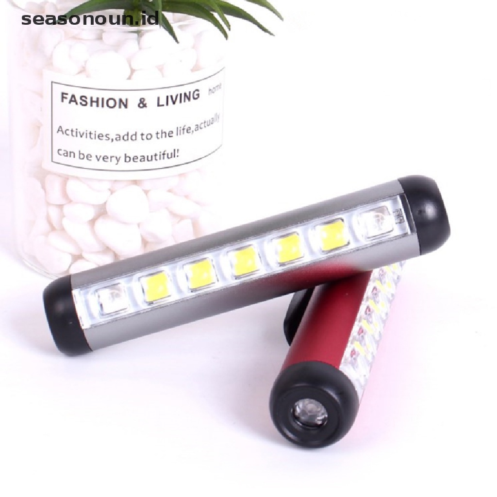 Seasonoun Senter LED Mini COB Lamp Obor Sangat Terang Dengan Clip Magnet Work Light.