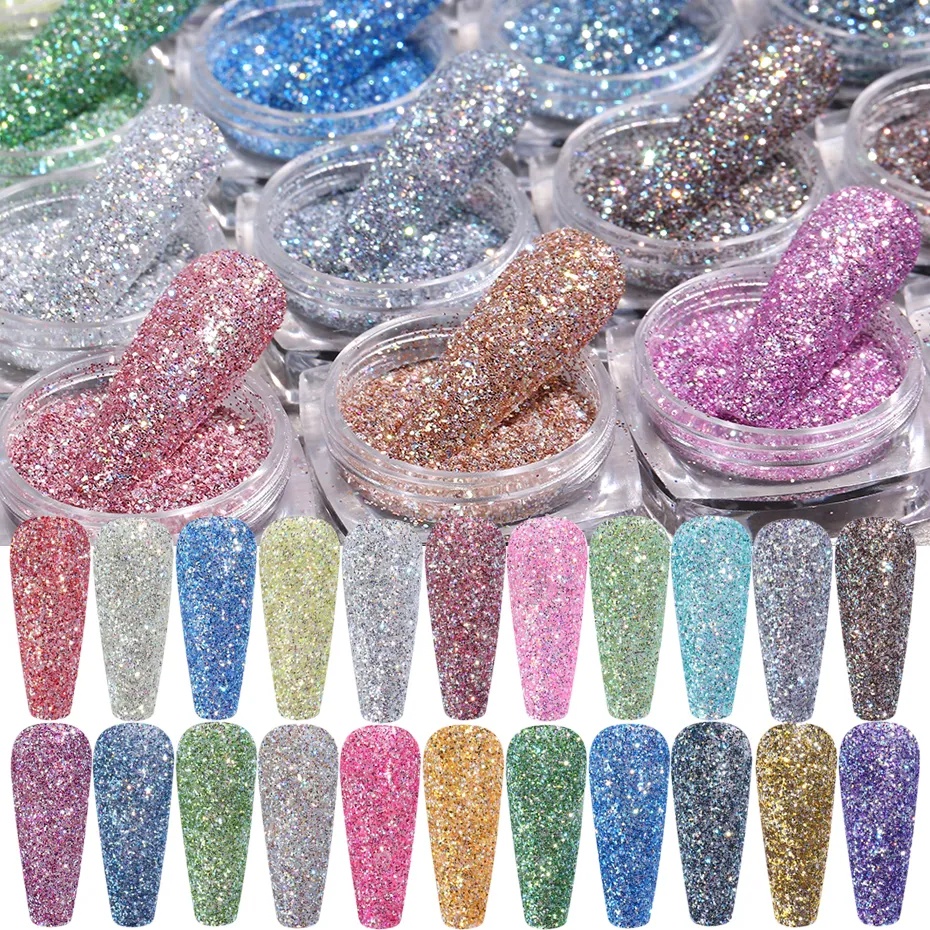 [Unggulan] 3d Tidak Teratur Hexagonal Nail Art Payet Ilusi Mutiara Salju Beludru Nail Art Bubuk DIY Nail Art Dekoratif Patch Mode Laser Empat Sudut Bintang Glitter Nail Art Piece
