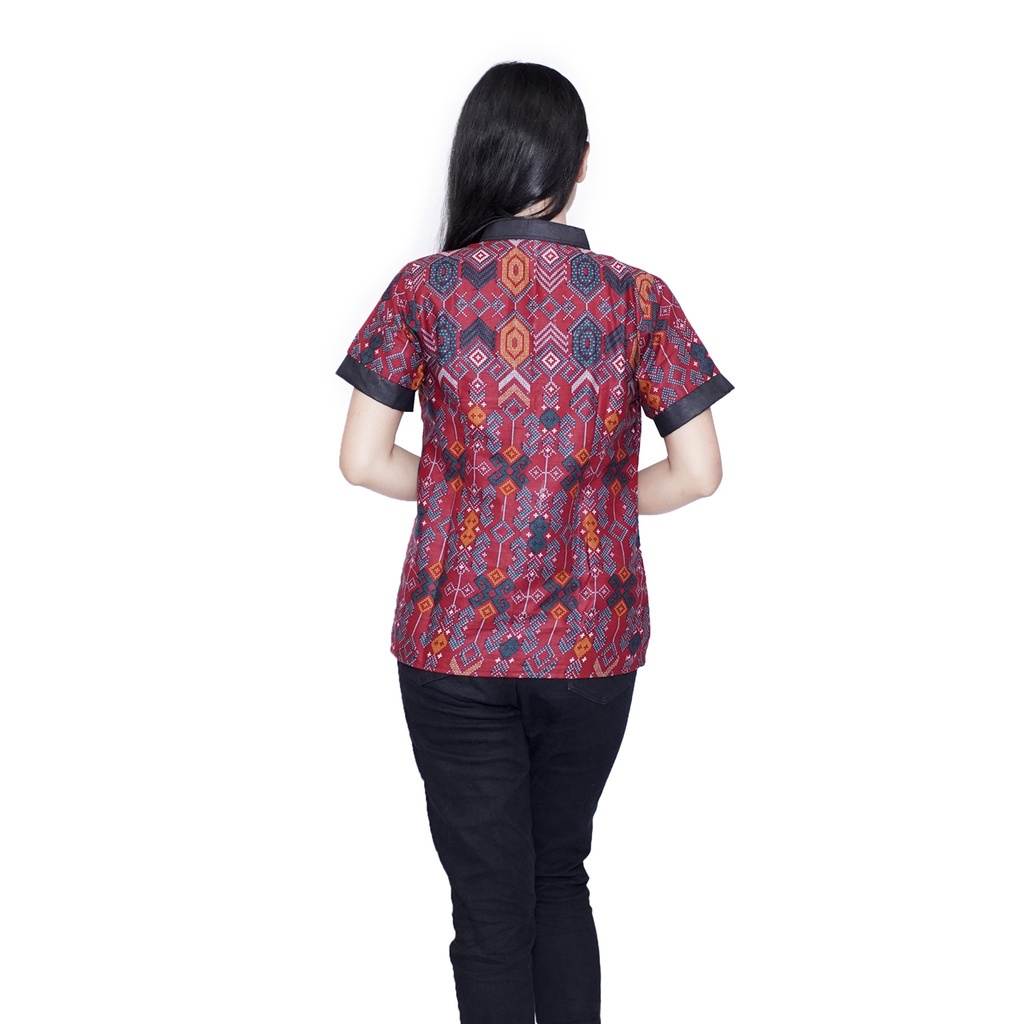 Batik Wanita Pria Couple Seragam Motif elegant Modern Batik Dua Putri - Datok Merah