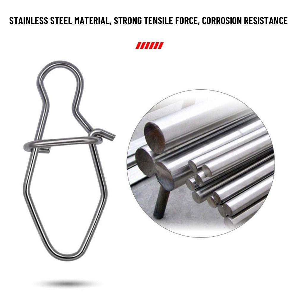 TOP 100 Pcs Memancing Gantung Snap Portable Kualitas Tinggi Cepat lock Stainless Steel Line tackle Oval Split Rings