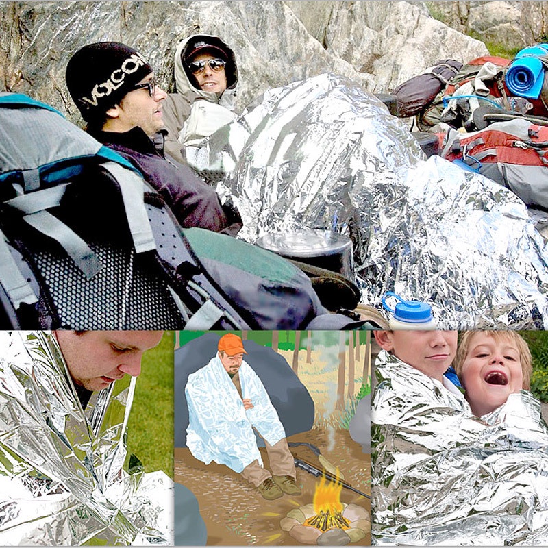 5pcs /set Emergency Blanket Thermal Blanket Selimut Darurat Thermal Blanket Anti Hipotermia Aluminium Foil