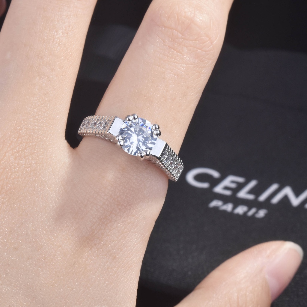 Goldkingdom Aksesoris Perhiasan Fashion Ready Stock Sumber Briliant Super Flash Eight Arrows Zircon 1karat D Color Moissan, Berlian Pembukaan Cincin Wanita