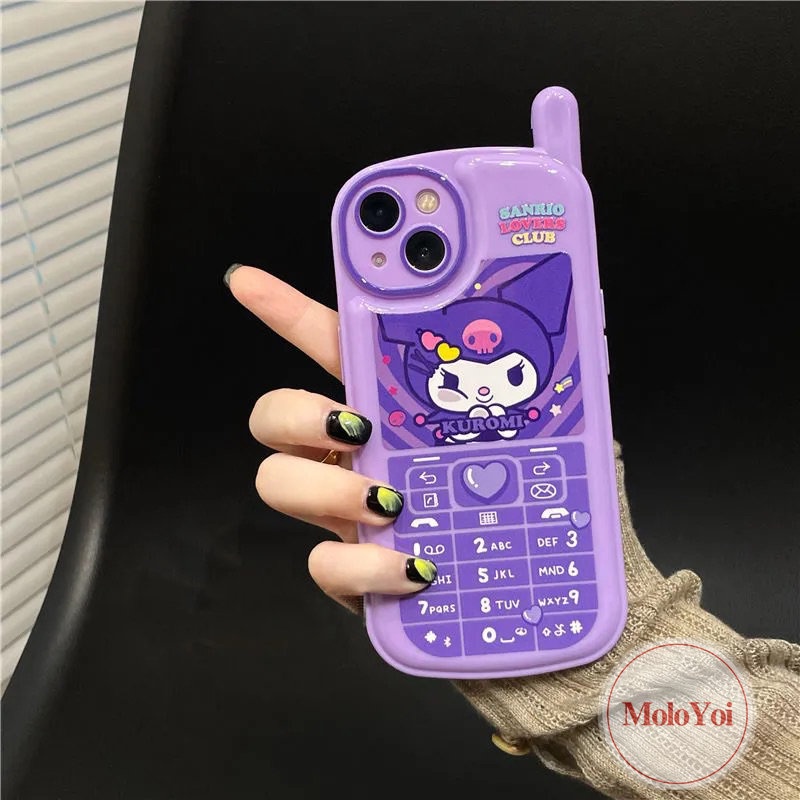 IPHONE Kartun Imut Melody Coolommy Case Kompatibel Untuk Iphone11 7 8 Plus XR 14 13 12 Pro MAX X XS MAX Kepribadian Retro Bentuk Ponsel Seluler Soft Cover