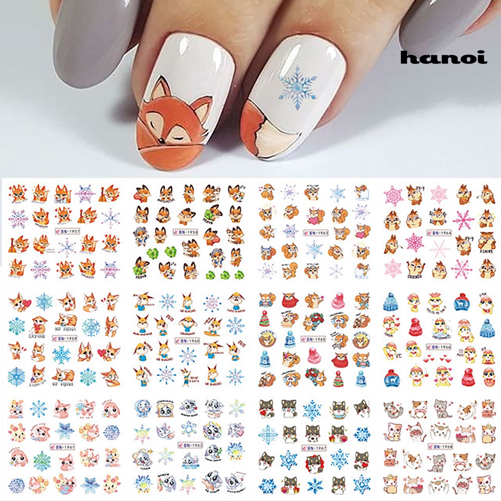 Hi Stiker Kuku Pola Indah Warna Vibrant Efek Tahan Lama Dapat Dilepas Mudah Digunakan PVC Hias Xmas Elk Snowman Manicure Decal Nails Aksesoris Untuk Salon Kuku Kuku