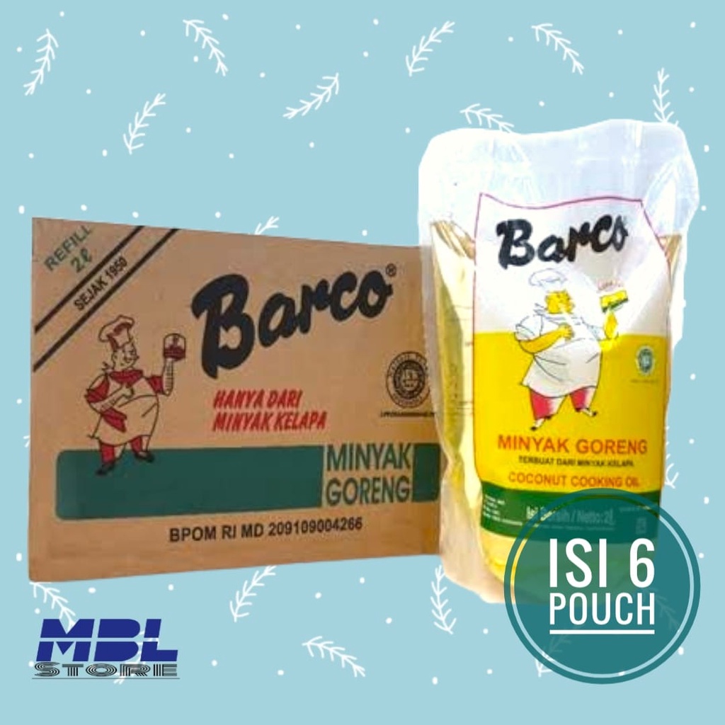 

Barco Minyak Goreng Kelapa / Coconut Oil 2 Liter Dus isi 6 Pouch