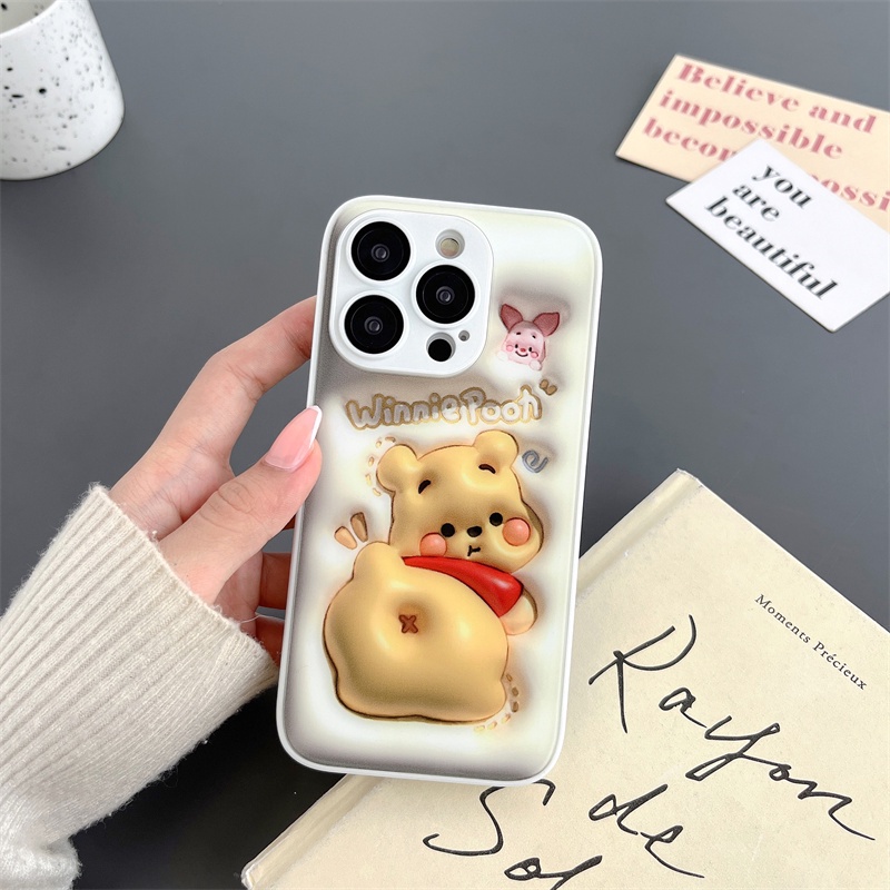 Kaws Lucu Dengan Lensa Kaca Film Ponsel Case Untuk iPhone 14 Pro Max14Plus13 12 Promax Keras Perasaan Tiga Dimensi Glass Case Penutup Belakang