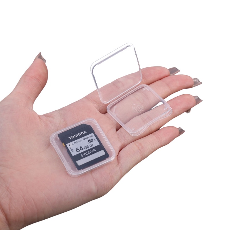 1/10pcs Kotak Holder Case Memory Card SD Transparan/Kotak Penyimpanan Pembaca Kartu Pelindung