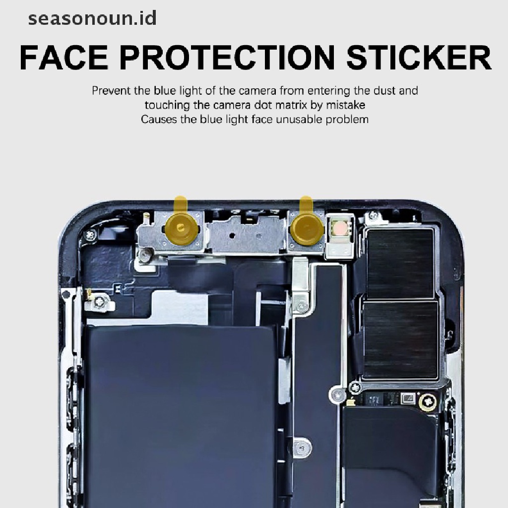 Seasonoun 100Pcs Stiker Pelindung Debu Stiker Tape Suhu Tinggi Untuk Ponsel pple X Xs 11 12Pro Kamera Infrared Dot Matrix Kamera Depan Sticker Pelindung.