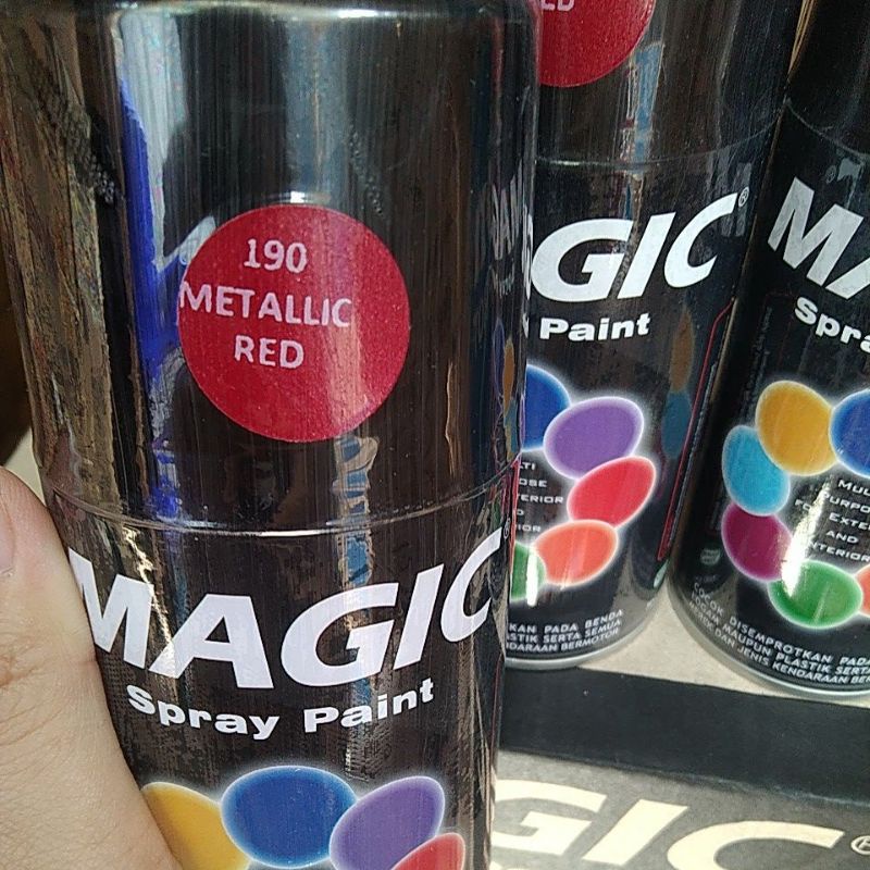 cat semprot pilok pilox magic spray paint magic metallic red 190 300cc merah gliter merah metalik 300cc