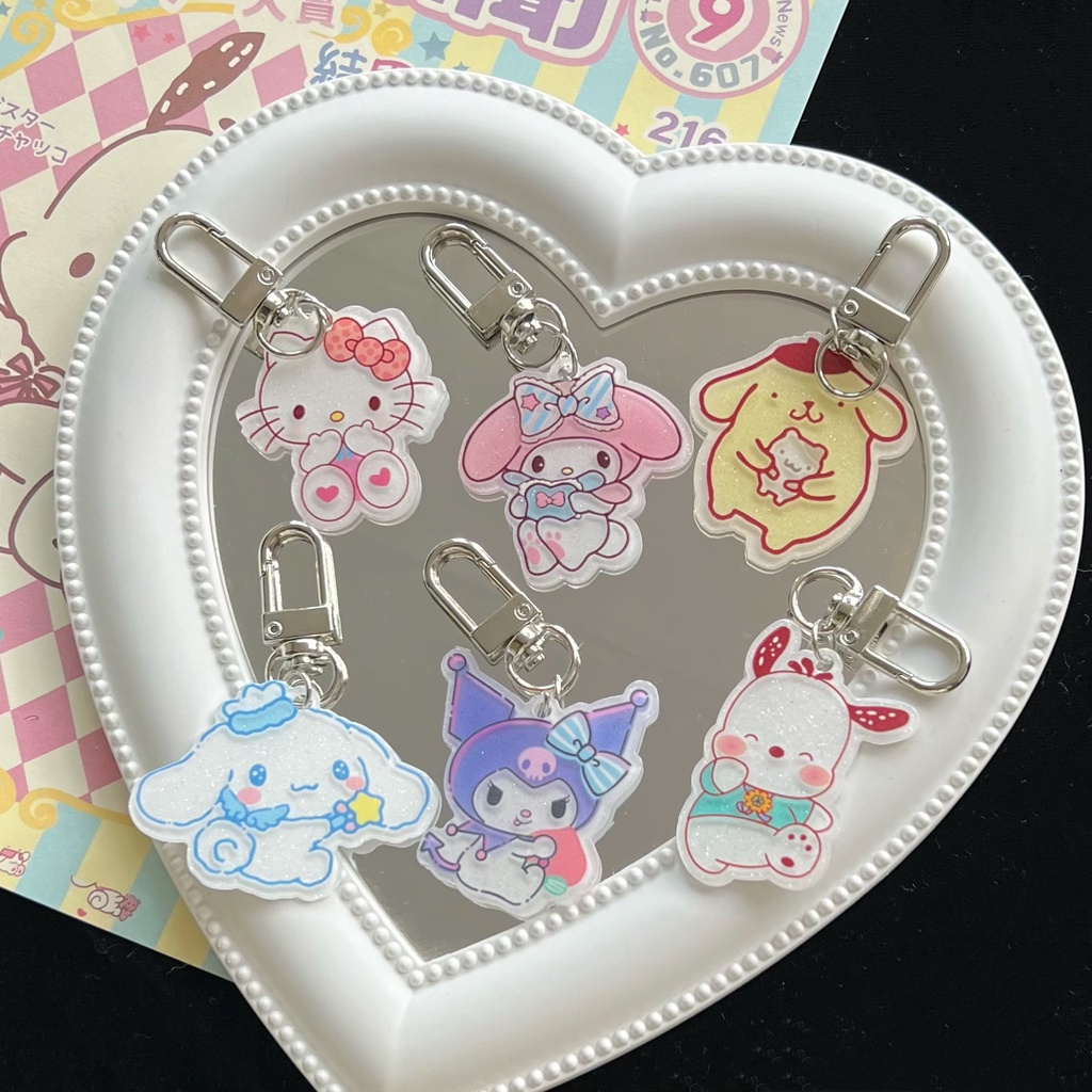 [Harga Grosir] 1pc My Melody Kuromi Tas Ornamen Indah Gantung Kunci Pendant Sanrio Dua Sisi Gantungan Kunci Akrilik Hadiah Cewek Dan Wanita