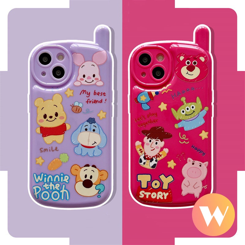 IPHONE Kartun Toy Story Cute Winnie The Pooh Case Kompatibel Untuk Iphone7 8 Plus XR 11 14 12 13 Pro Max X XS Max SE 2020 Lovely Manyo Retro Kepribadian Bentuk Ponsel Seluler Soft Cover